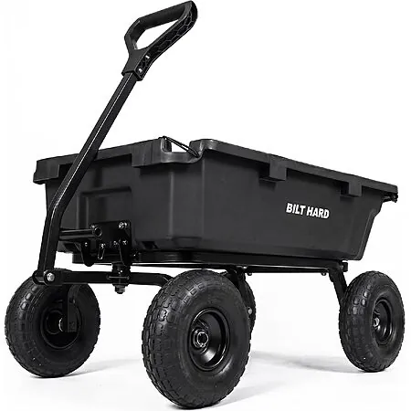 5 Cu.Ft BILT HARD Poly Garden Dump Cart w/ 10" All Terrain Wheels (900 lb Cap)