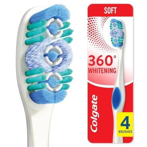 4-Count Colgate 360 Optic White Whitening Toothbrush (Soft)