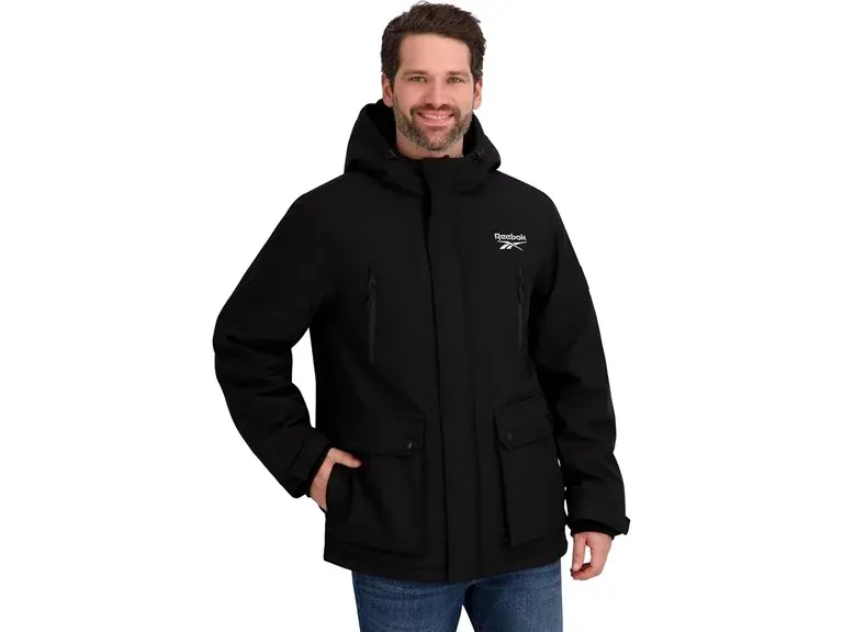 Reebok Men Insulated Softshell Winter Jacket (Large, Black)