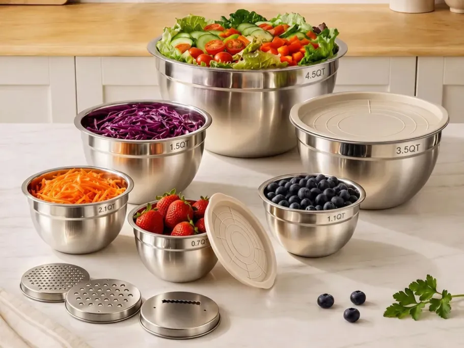 Stainless Steel Mixing Bowls: 6-Piece Prep & Storage Set with Lids