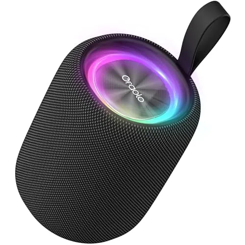 Oraolo Portable Bluetooth Speaker with LED Lights, 8H Playtime, Bluetooth 5.4, IPX6 Waterproof
