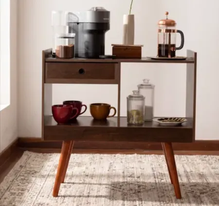 Ember Interiors Oxford Brown Modern Bar Cabinet w/ Wine Storage