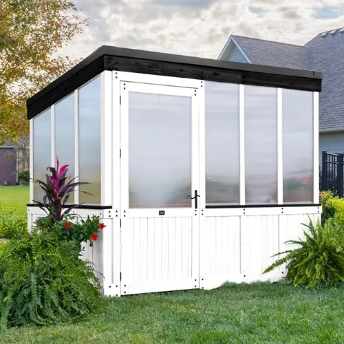 Backyard Discovery Willow 9' x 6' White Cedar Wood and Polycarbonate Walk-in Greenhouse Kit