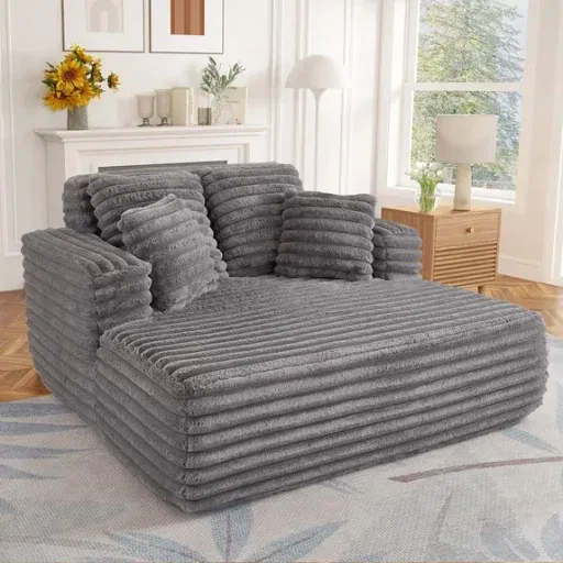 Muumblus Oversized Chaise Lounge Chair Indoor Furniture Plush Corduroy Upholstered Sofa Bed