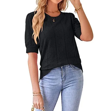 GRACE KARIN Women's Puff Short Sleeve Knit Top