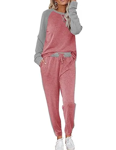 Ekouaer Women's Pajama Set Long Sleeve PJs Cozy Sweatshirt and Long Pants