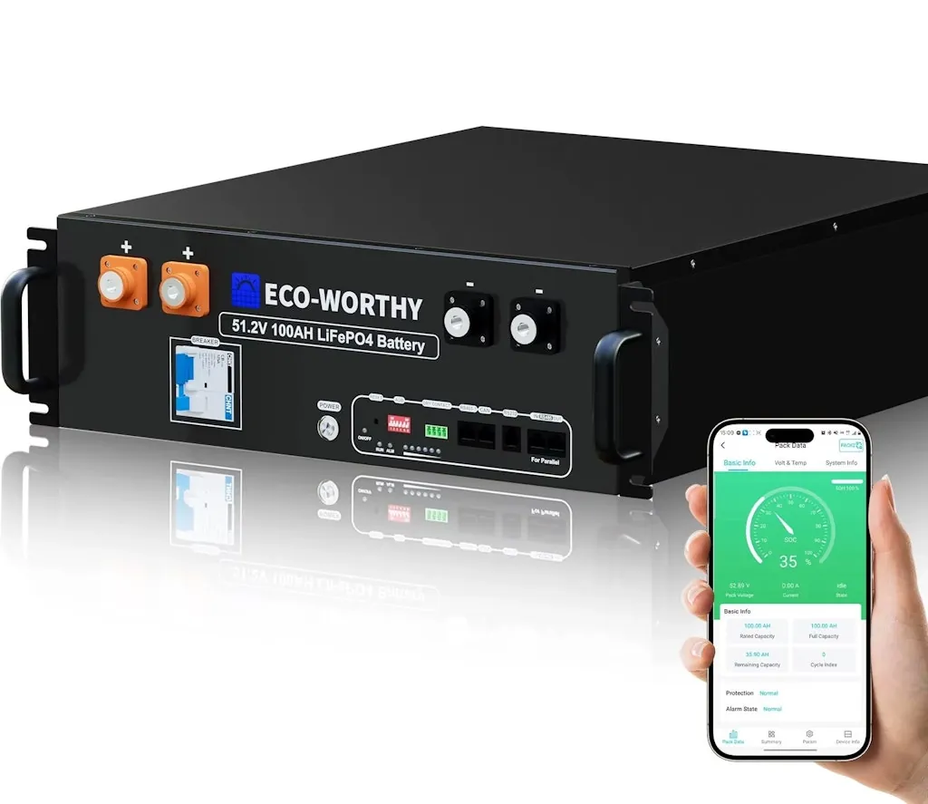 Eco-Worthy 48V 100Ah LiFePO4 Lithium Server Rack Battery w/ Bluetooth