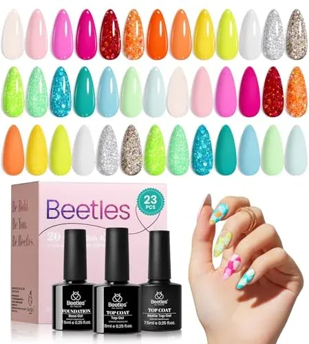 Beetles 20-Color Glitter Jelly Solid Gel Nail Polish Set
