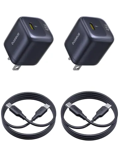 2-Pack 45W Baseus USB-C Charger Block w/ 3.3' USB-C Cable