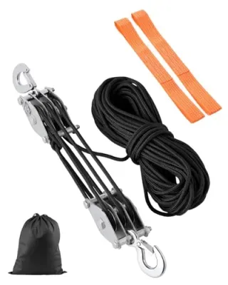 VEVOR 100' Rope Pulley Hoist w/ Two Soft Loops