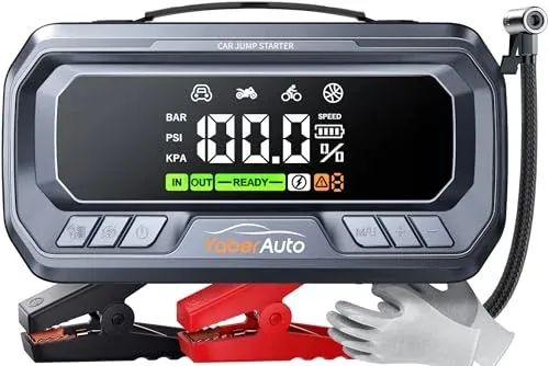 YaberAuto YA90 12-in-1 Jump Starter w/ Air Compressor, 8000A & 160PSI