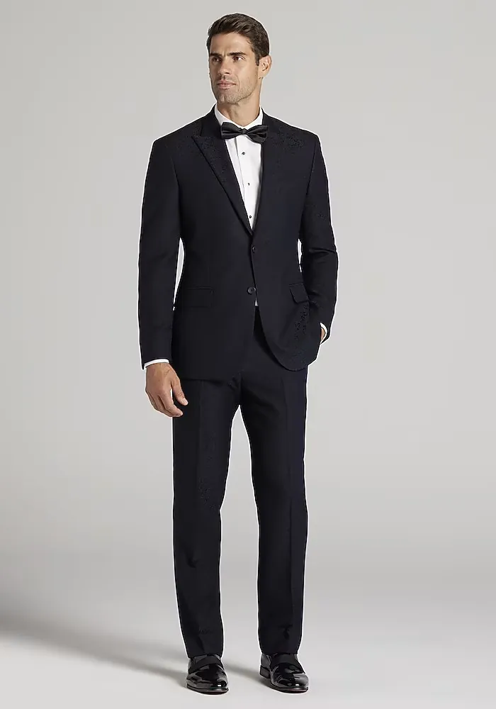 Jos A. Bank Comfort Stretch Tailored Fit Navy Paisley Tuxedo Jacket