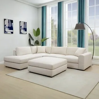 East & Vine Andee Fabric Sectional w/ Ottoman