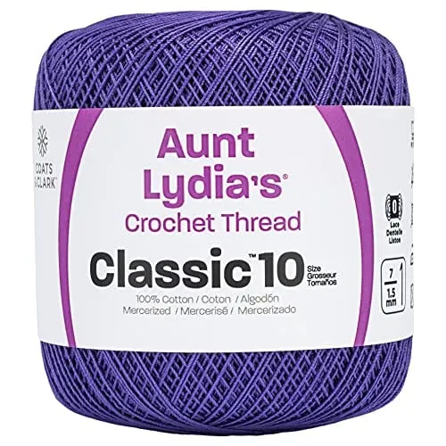 Aunt Lydia's Classic Size 10 Cotton Crochet Thread 400-Yard (Violet)