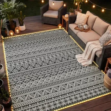MontVoo 6' x 9' Outdoor Rug with LED Strip Lights