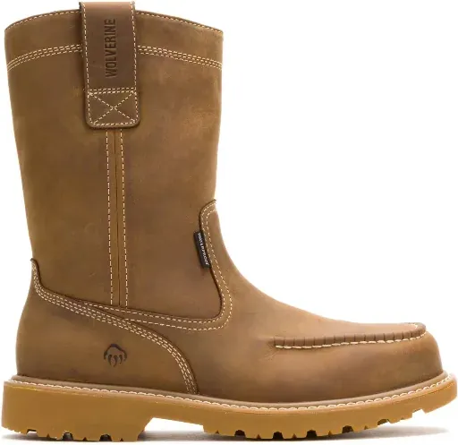 Wolverine Men Floorhand Moc-Toe Pull-On Work Wellington Shoes Dark Wheat