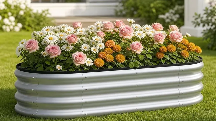 Oval Metal Raised Garden Bed w/ Accessories