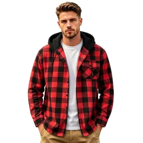 Mens Flannel Plaid Hoodies