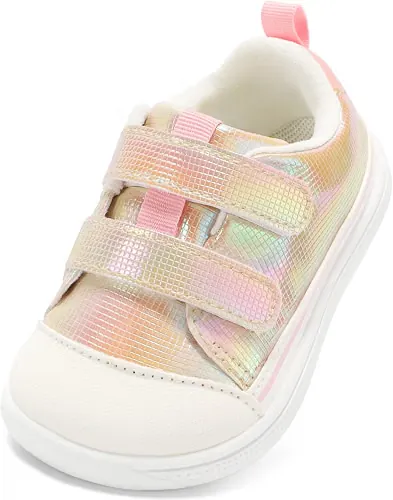 Toddler Girls Wide Toe Box Barefoot Zero Drop Glitter Sneakers