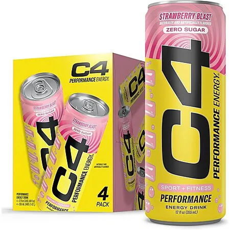 Select Locations: 4-Pk 12-Oz C4 Performance Energy Drink (Strawberry Blast)