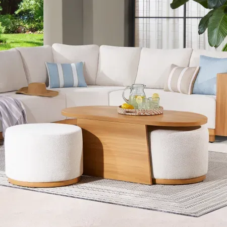 Better Homes & Gardens Juliet Outdoor Coffee Table with 2 Ottomans and Cover