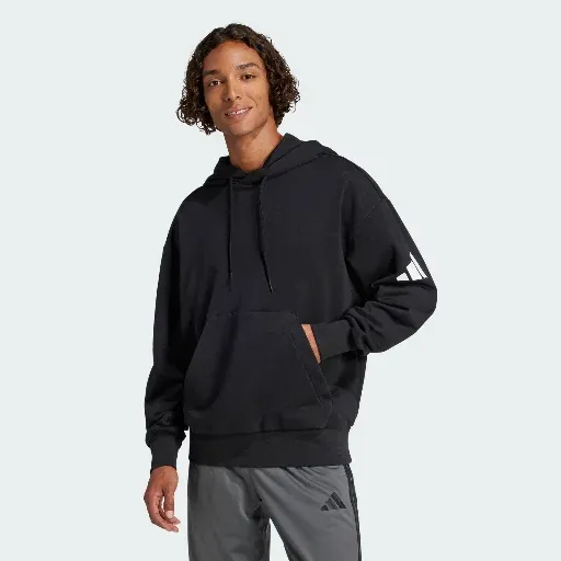 Adidas Men Essentials Loose-Fit 3 Bar Logo French Terry Hoodie