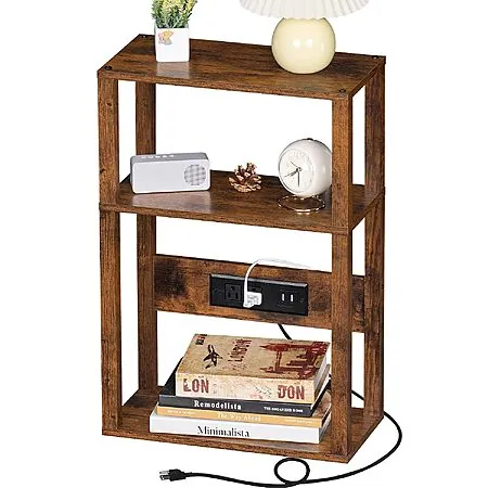 23.6" YUFAM 3-Tier Narrow Nightstand w/ Charging Station