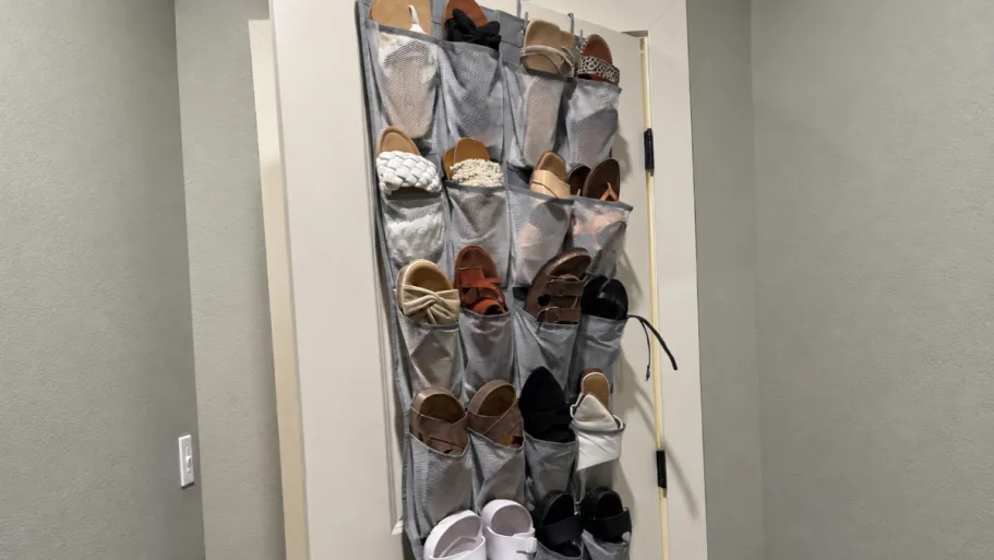 FENTEC 24-Pocket Over-the-Door Shoe Organizer in Black