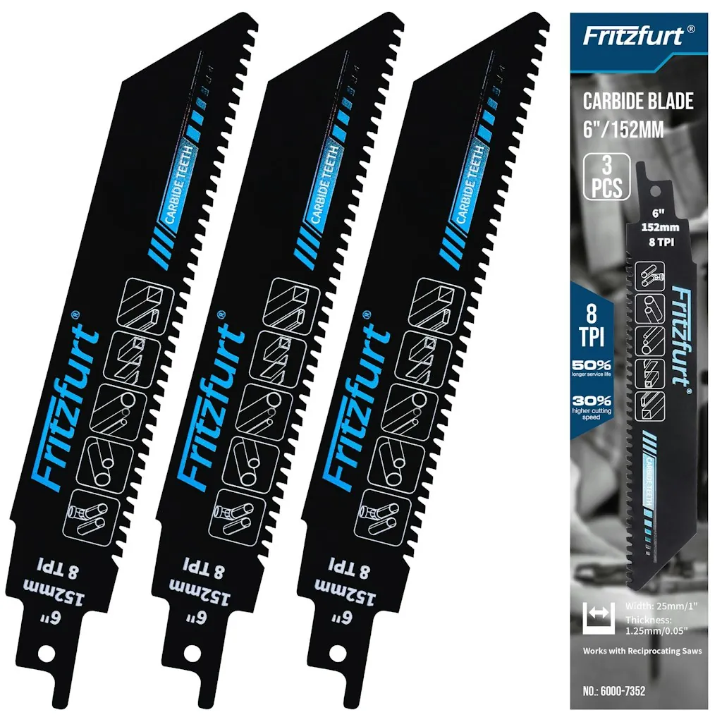 6" Carbide Teeth Reciprocating Saw Blades 3-Pack
