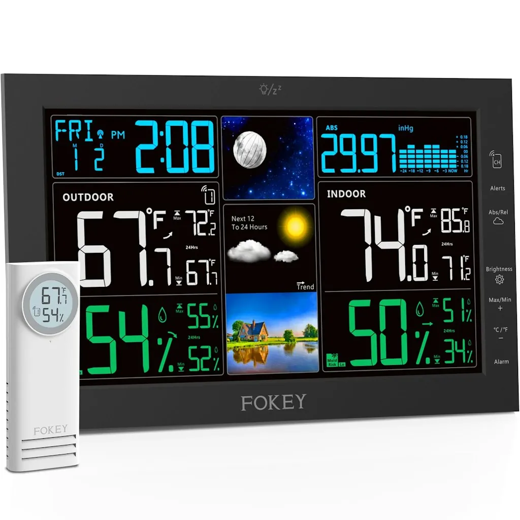 Wireless Indoor Outdoor Weather Station w/ Atomic Clock