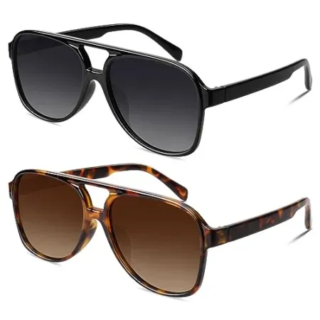 GQUEEN Retro Pilot Polarized Sunglasses