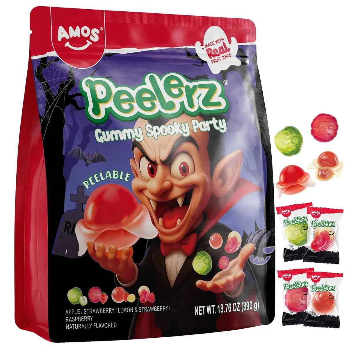 AMOS Peelerz Halloween Mixed Peelable Gummy Candy 13.76oz
