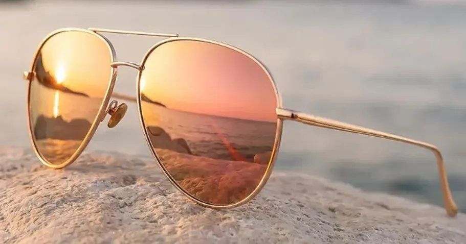 SUNGAIT Oversized Aviator Polarized Sunglasses in Rose Gold w/ Pink Mirror Lens