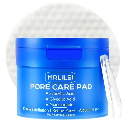 MRLILEI BHA Salicylic Acid Toner Pads with Pore Care, 70 Pads + 4 Trial Pads