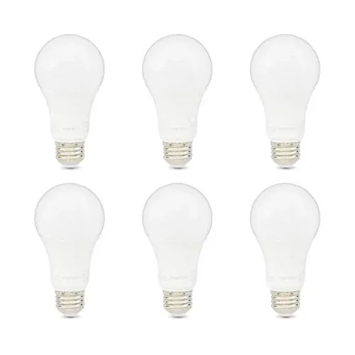 Amazon Basics A19 LED Light Bulbs 6-Count, 100W Equivalent, 5000K