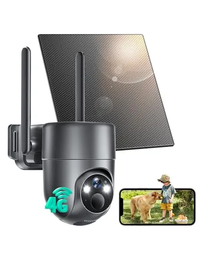 LIWAN No WiFi Security Camera Wireless Outdoor 4G LTE Solar Camera