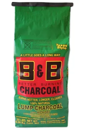 B&B Charcoal Hickory Lump Charcoal (20lbs)