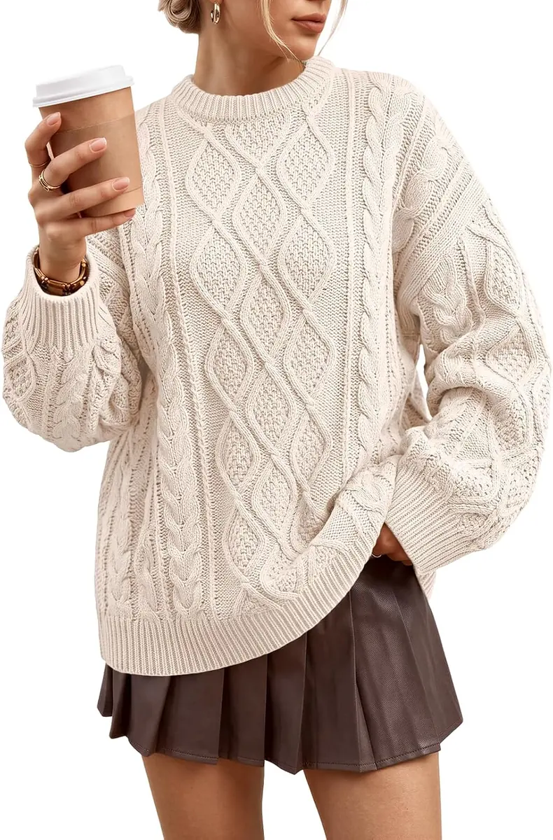 TRENDY QUEEN Oversized Cable Knit Sweaters