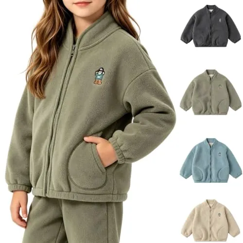 Girls Fleece Jacket Zip Up Long Sleeve Jacket