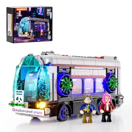 605-Piece Lumibricks Cyberpunk Future Bus 2-in-1 LED Light Building Bricks Set