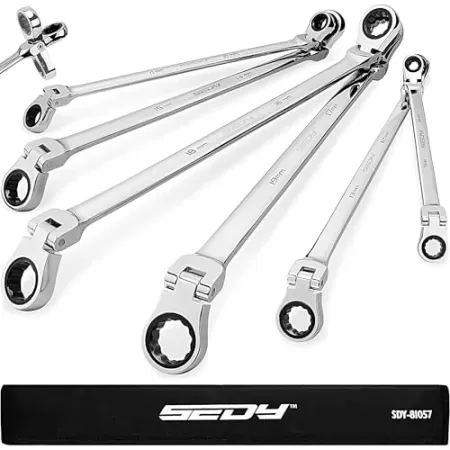6-Piece SEDY Extra Long Flex-Head Ratcheting Wrench Set