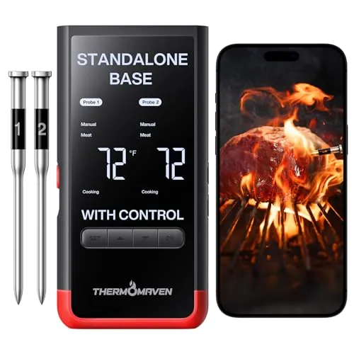 ThermoMaven P2 Smart Bluetooth Wireless Wi-Fi Meat Thermometer w/ 2 Probes