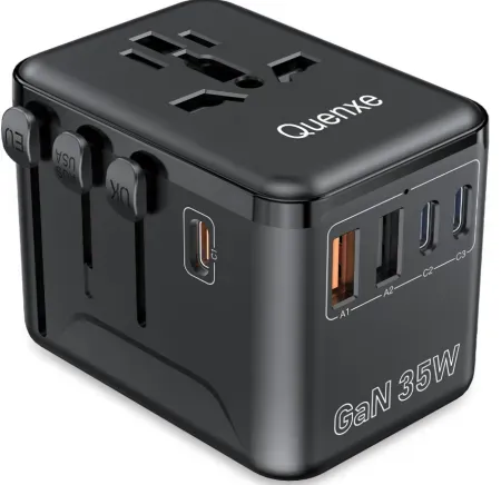 Quenxe 35W PD & QC Fast Charging Universal International Travel Power Adapter w/ 3 USB-C & 2 USB-A