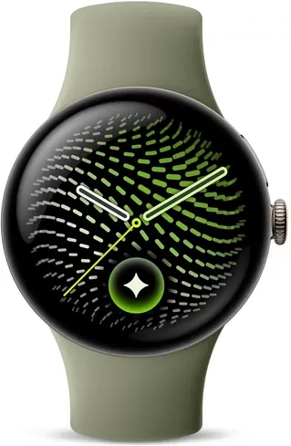 Google Pixel Watch 5 45mm LTE Smartwatch, Satin Pyrite Aluminum Case with Olive Active Band