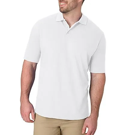 Hanes Men's X-Temp Pique Short Sleeve Polo Shirt (White)