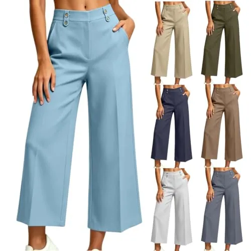 Womens High Waisted Wide Leg Palazzo Trousers