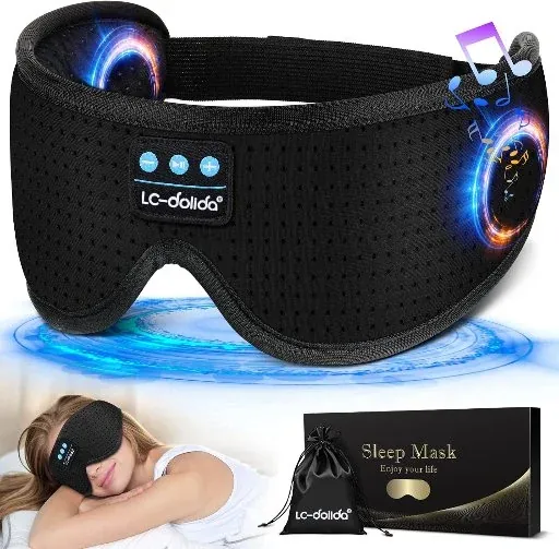 LC-dolida Bluetooth 5.2 Sleep Mask Headphones w/ Built-In White Noise & Timing
