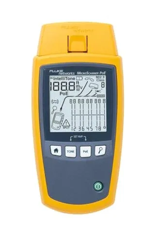 Fluke Networks 5018508 MS-POE MicroScanner Copper Cable Verifier and PoE Tester for RJ-45 Category 5-6A Ethernet Cables