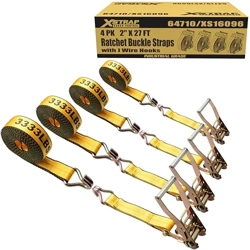 XSTRAP STANDARD Heavy-Duty Ratchet Straps 4-Pack, 2 in x 27 ft