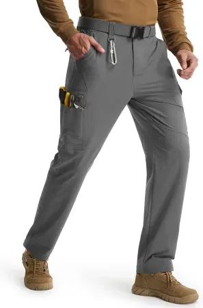 Libin Men's Water Resistant Stretch Cargo Pants w/ 9 Pockets